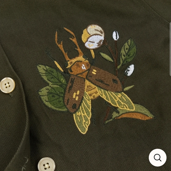 Embroidered Olive Bomber Jacket - Picture 11 of 12